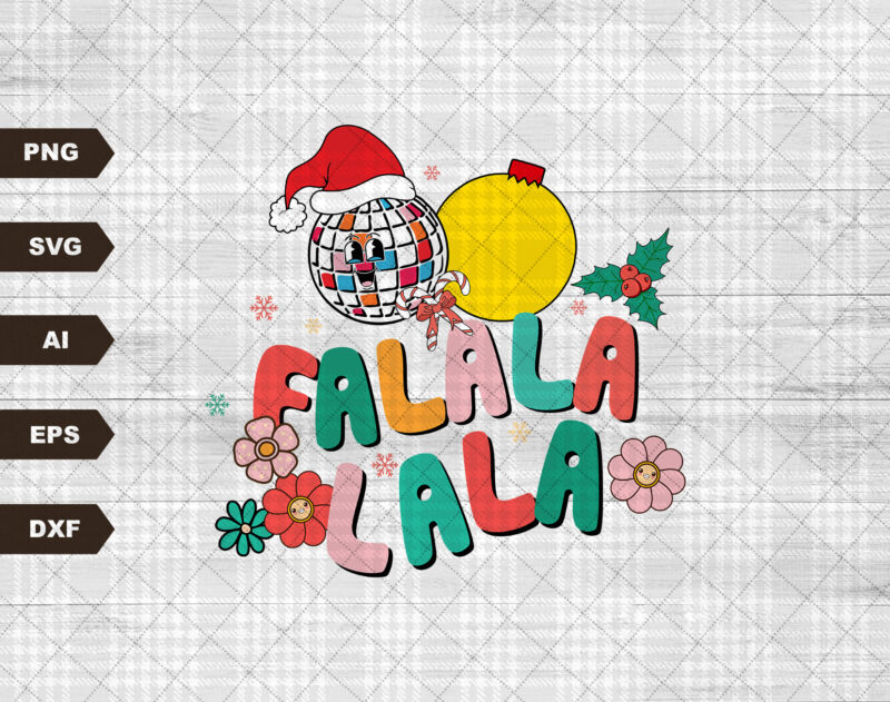 Fa La La Christmas SVG, Smiley Face Svg, Groovy Christmas, Christmas SVG, Happy Holiday Svg, Retro Christmas Svg