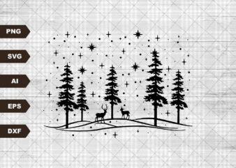 Christmas Winter Deer Scene Svg file, Svg Files For Cricut, 24oz Venti Cold Cup Design, EPS file, SVG file, JPG file Download