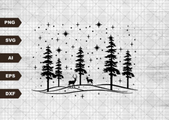 Christmas winter deer scene svg file, svg files for cricut, 24oz venti cold cup design, eps file, svg file, jpg file download