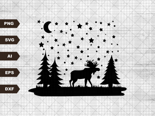 Christmas moose scene svg file, svg files for cricut, 24oz venti cold cup design, eps file, svg file,