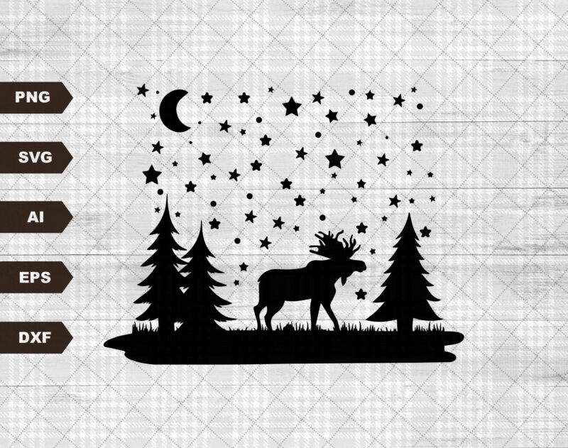 Christmas Moose Scene Svg file, Svg Files For Cricut, 24oz Venti Cold Cup Design, EPS file, SVG file,