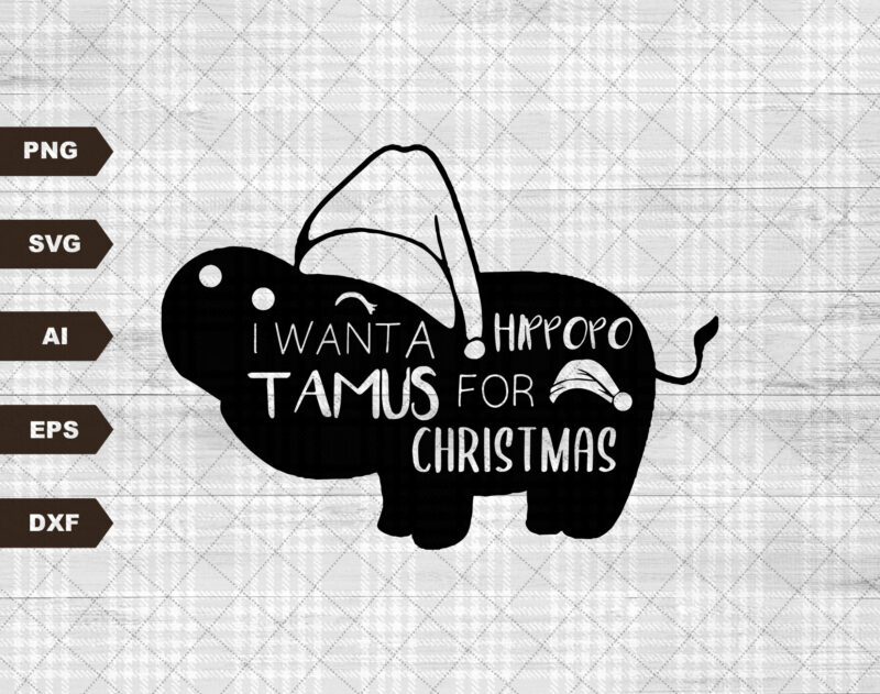 Hippopotamus For Christmas Svg file, Svg Files For Cricut, 24oz Venti Cold Cup Design, EPS file, SVG file