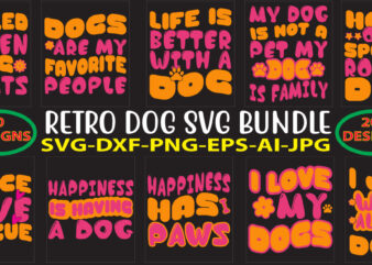 Retro Dog SVG Bundle t shirt design online