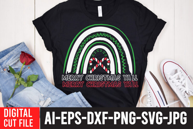 Merry Christmas Y'all T-Shirt Design , Merry Christmas Y'all SVG Cut File , Christmas SVG Mega Bundle , 220 Christmas Design , Christmas svg bundle , 20 christmas t-shirt design