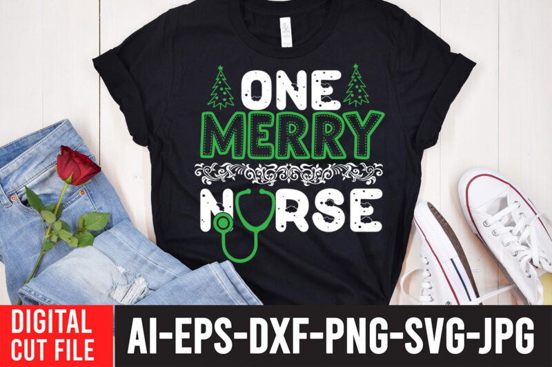 One Merry Nurse SVG Cut File, One Merry Nurse T-Shirt Design , Christmas SVG Mega Bundle , 220 Christmas Design , Christmas svg bundle , 20 christmas t-shirt design ,