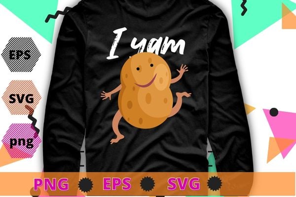 I yam funny potato dancing Thanksgiving Rainbow T-Shirt design svg, Thanksgiving, pickle, traditional culture, culture, Turkey chicken