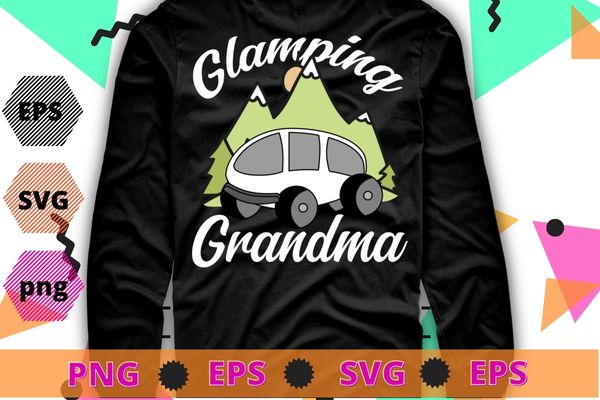 Glamping grandma funny Camping RV Flamingos Camper quote T-Shirt design svg, Glamping, Camping, RV, Flamingos, Camper quote,