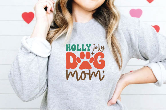 Holly jolly dog mom t shirt design