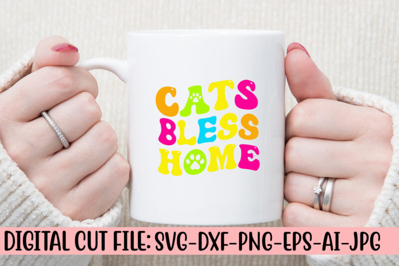 Cats Bless Home Retro SVG