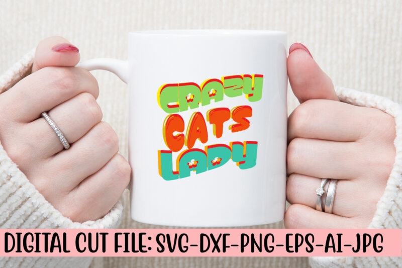 Crazy Cats Lady Retro SVG