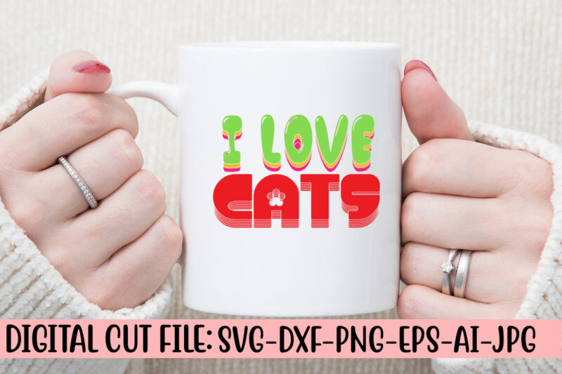 I Love Cats Retro SVG