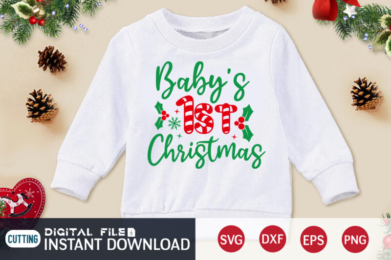 Baby’s 1st Christmas shirt, First Christmas, Christmas Svg, Christmas T-Shirt, Christmas SVG Shirt Print Template, svg, Merry Christmas svg, Christmas Vector, Christmas Sublimation Design, Christmas Cut File