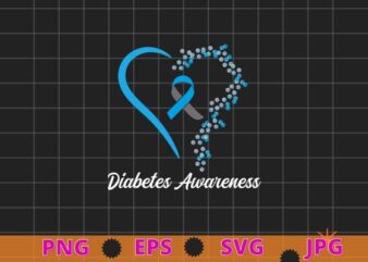 Type 1 Diabetes Awareness heart bubble T-Shirt design svg, diabetic, disease, Type 2 diabetes, hyperglycemia, prediabetes,Awareness,