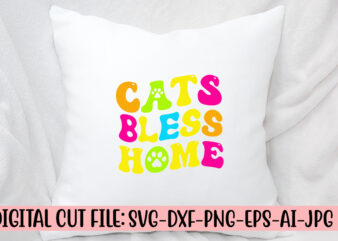 Cats Bless Home Retro SVG
