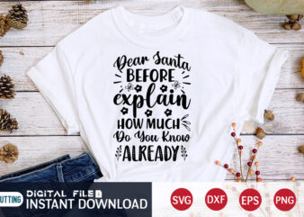 Dear Santa before I Explain how much do you know Already shirt, Christmas Santa SVG, Christmas Svg, Christmas T-Shirt, Christmas SVG Shirt Print Template, svg, Merry Christmas svg, Christmas Vector,