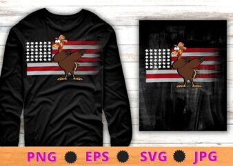 Dabbing Turkey chicken funny Usa flag american T-shirt