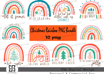 Christmas Rainbow PNG Bundle
