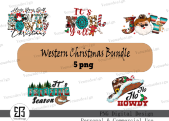 Western Christmas Bundle t shirt design for sale