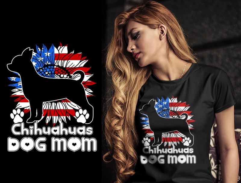 37 DOG MOM Christmas AMERICAN FLAG TSHIRT DESIGNS bundle editable