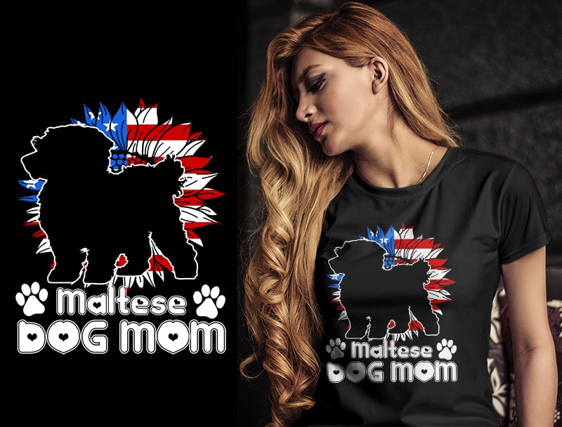 37 DOG MOM Christmas AMERICAN FLAG TSHIRT DESIGNS bundle editable