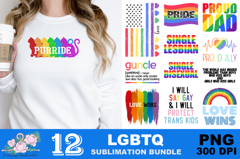 Rainbow Flag Pride LGBT PNG Sublimation Design