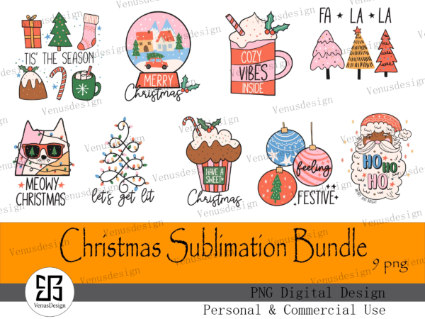 Christmas sublimation bundle t shirt vector file