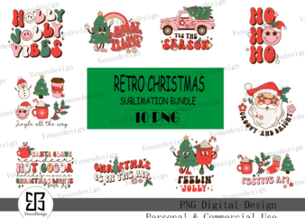 Retro Christmas Sublimation Bundle t shirt design online
