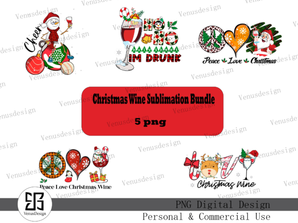 Christmas wine sublimation bundle t shirt vector file