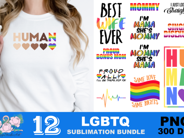 Rainbow heartbeat human lgbt png sublimation design