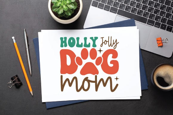 Holly jolly dog mom t shirt design