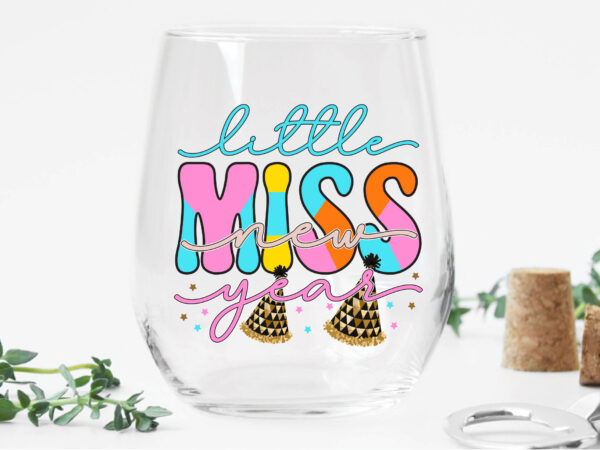 Little miss new year sublimation t shirt vector graphic