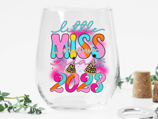 Little miss new year 2023 sublimation t shirt vector graphic