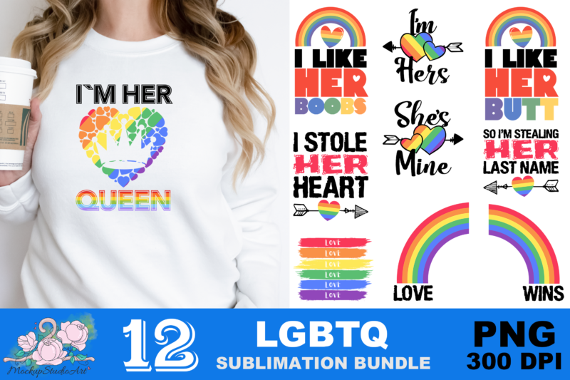 LGBT Lesbian Couple Matching PNG Sublimation Design