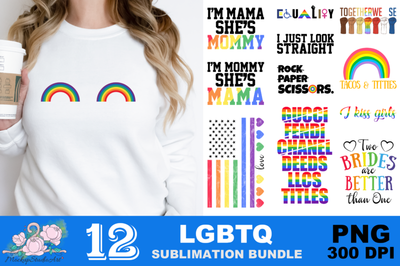 Rainbow Boobs Tacos and Titties LGBT PNG Sublimation Design
