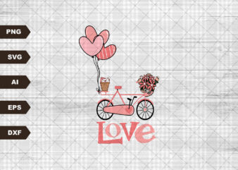 Valentines bicycle SVG file, bicycle sublimation file