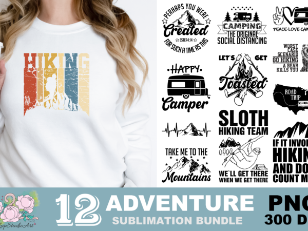 Camping hiking mountains png sublimation design