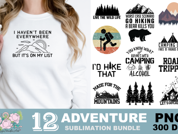 Camping hiking mountains trees png sublimation design