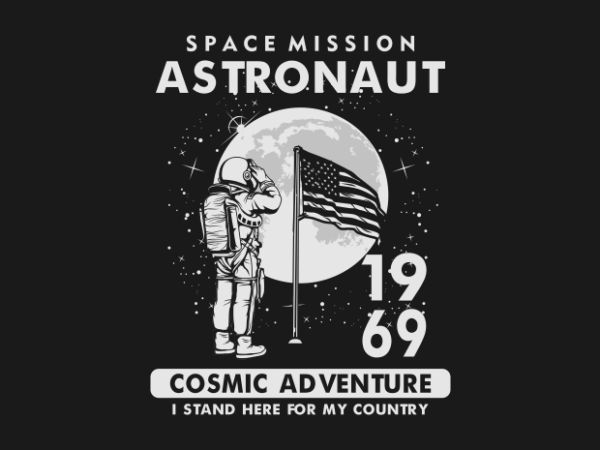 Astronaut and american flag t shirt vector