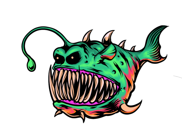 Angler fish t shirt vector