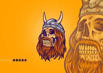 Viking old man skull horned svg