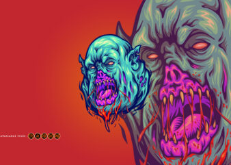 Spooky monster zombie head svg
