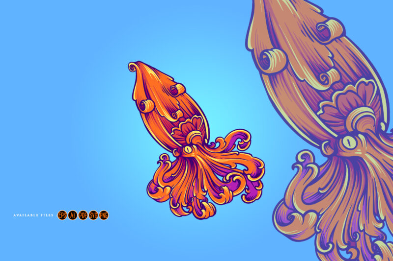Luxury decorative octopus ornament svg