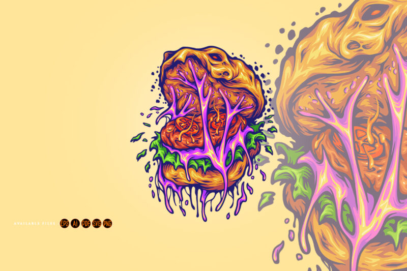 Delicious burger zombie melting svg