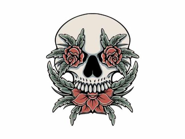 Death flower t shirt vector illustration