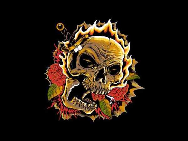 Death flower t shirt vector illustration