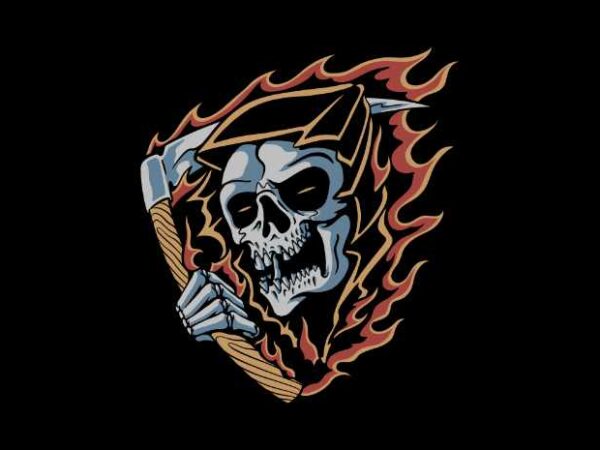 Grim reaper fire t shirt design template