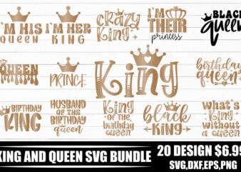 King And Queen SVG Bundle t shirt vector art