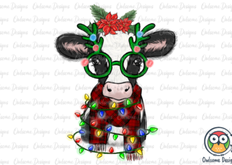 Baby Cow Christmas PNG Sublimation