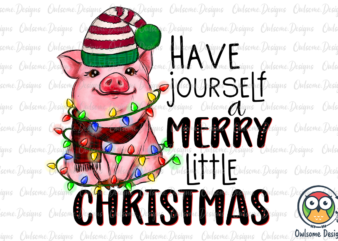 Baby Pig Merry Little Christmas Sublimation t shirt template