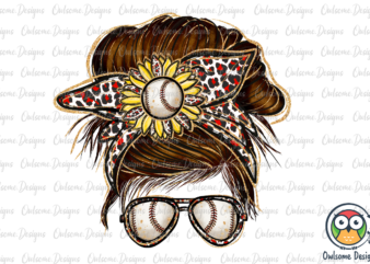 Baseball Messy Bun PNG Sublimation